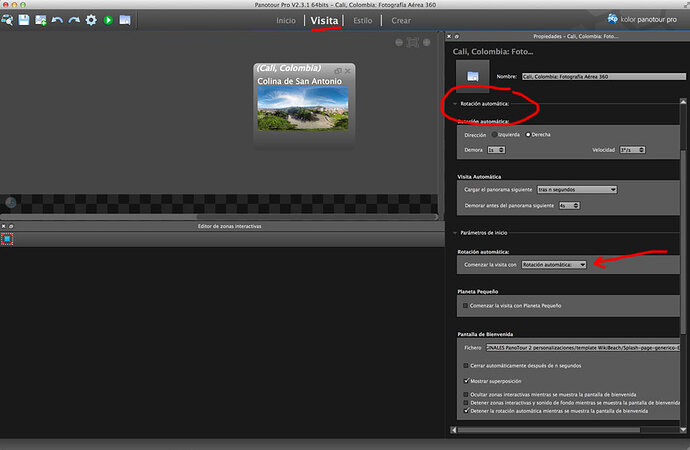 Rotación automática con PanoTour, en un tour virtual 360